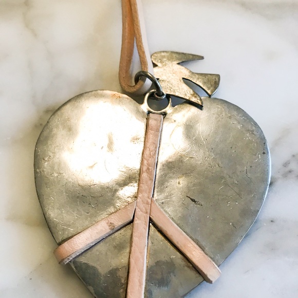 Hammered Heart Statement Necklace - Picture 6 of 9